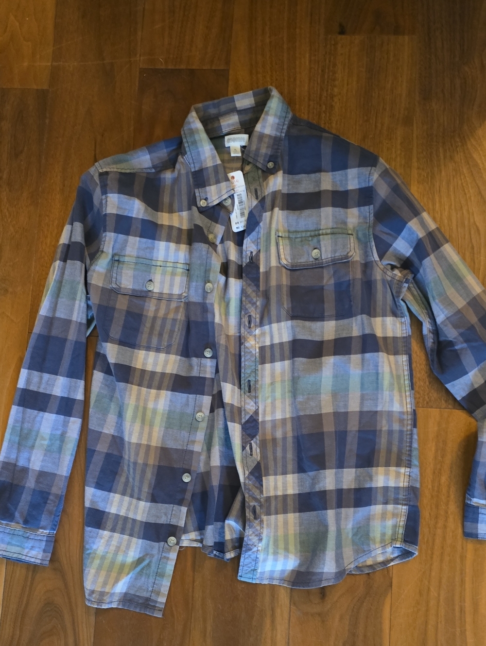 Gymboree Navy and Light Blue Plaid Button-Down Shirt